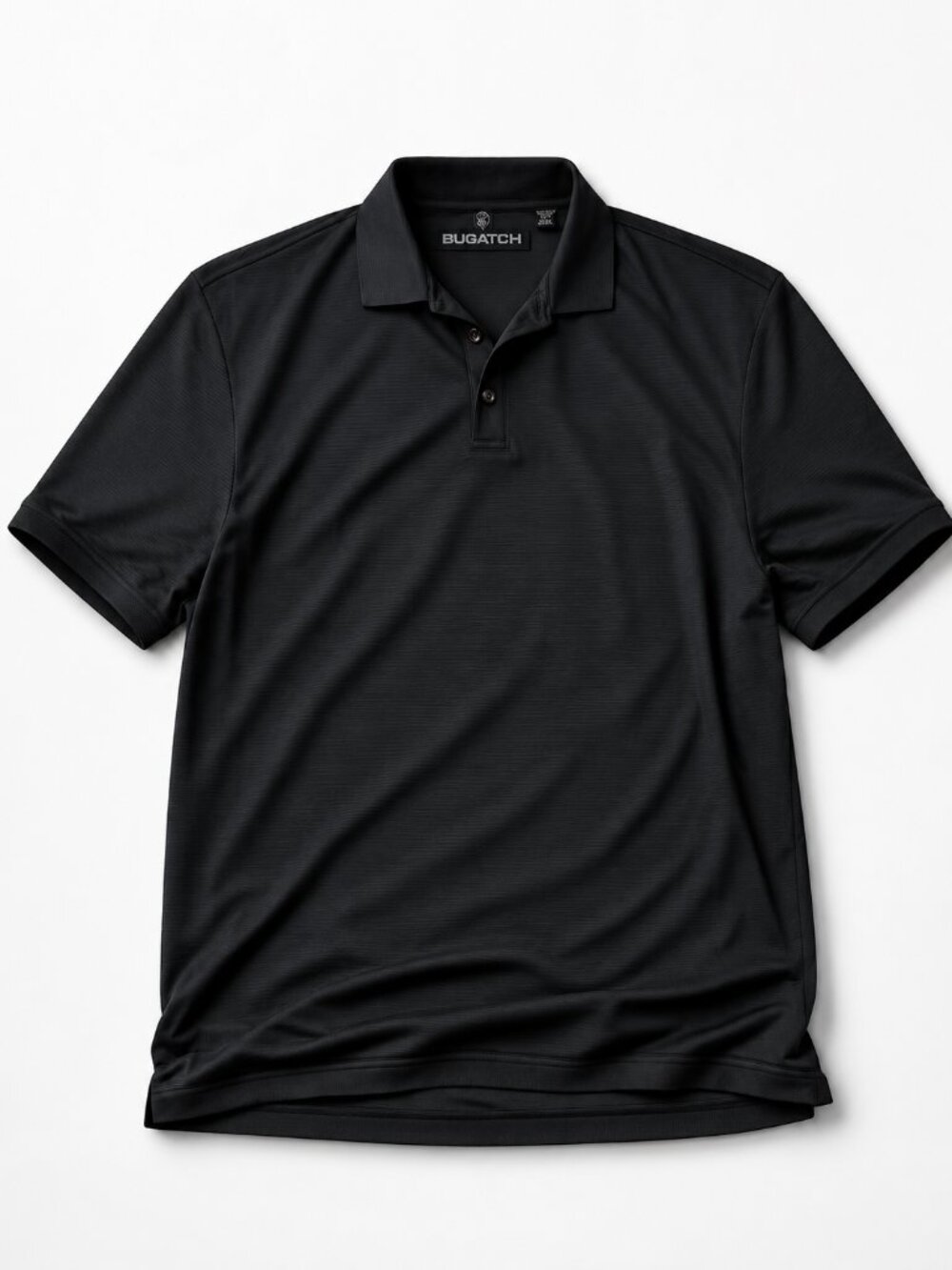 Bugatchi Uomo XXL Black Textured Modal Blend Polo Shirt Luxury Knit Golf Casual